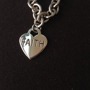 Silver chain link necklace with silver heart